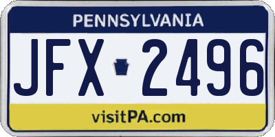 PA license plate JFX2496