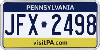 PA license plate JFX2498