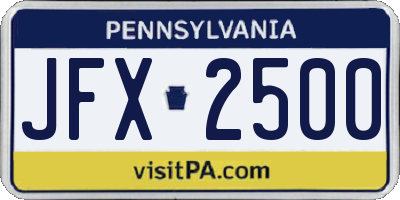 PA license plate JFX2500