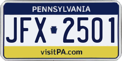 PA license plate JFX2501