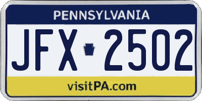 PA license plate JFX2502