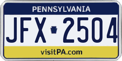 PA license plate JFX2504