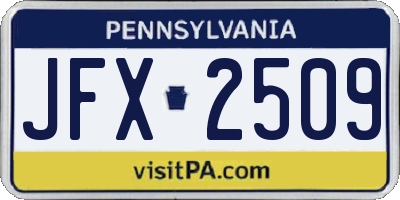 PA license plate JFX2509