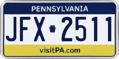 PA license plate JFX2511
