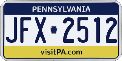 PA license plate JFX2512