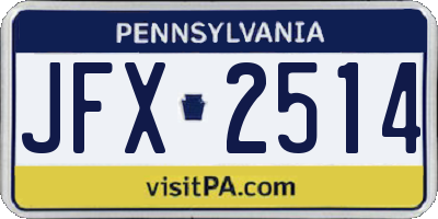 PA license plate JFX2514