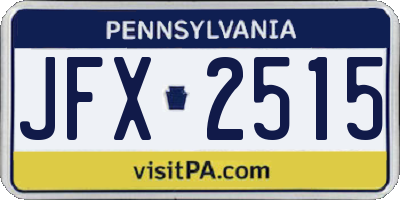 PA license plate JFX2515