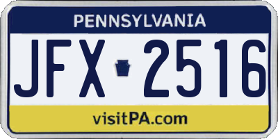 PA license plate JFX2516
