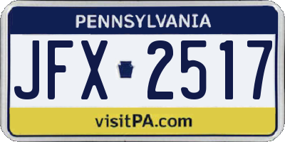 PA license plate JFX2517
