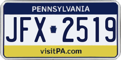 PA license plate JFX2519