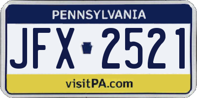 PA license plate JFX2521