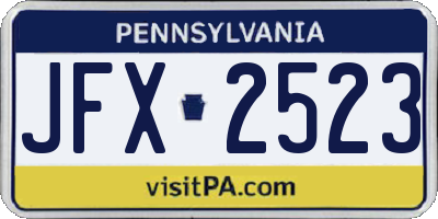 PA license plate JFX2523