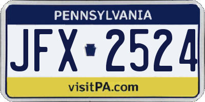 PA license plate JFX2524