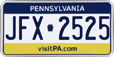 PA license plate JFX2525