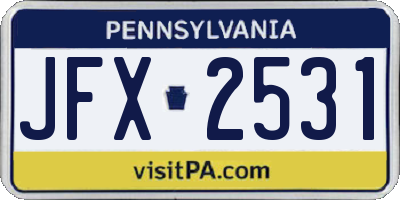 PA license plate JFX2531