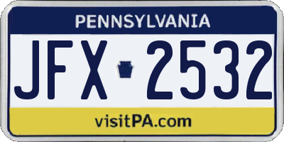 PA license plate JFX2532