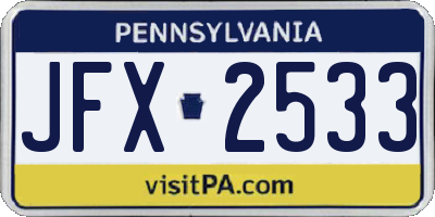 PA license plate JFX2533