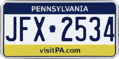PA license plate JFX2534