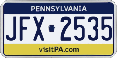 PA license plate JFX2535