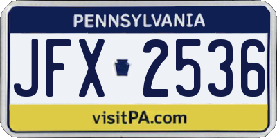 PA license plate JFX2536