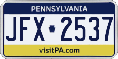 PA license plate JFX2537