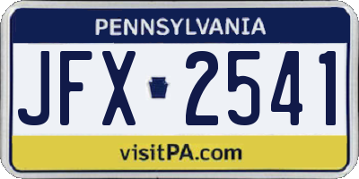 PA license plate JFX2541