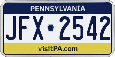 PA license plate JFX2542