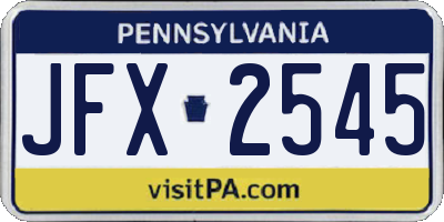 PA license plate JFX2545