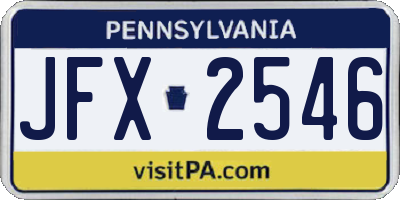PA license plate JFX2546