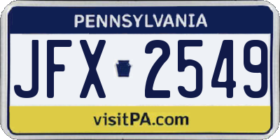 PA license plate JFX2549
