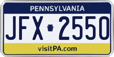PA license plate JFX2550
