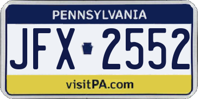 PA license plate JFX2552