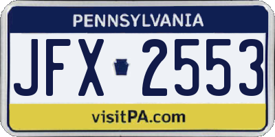 PA license plate JFX2553