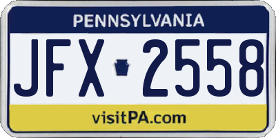 PA license plate JFX2558