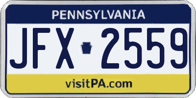 PA license plate JFX2559