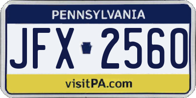 PA license plate JFX2560