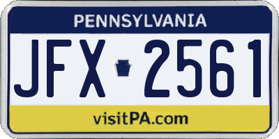PA license plate JFX2561