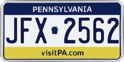 PA license plate JFX2562