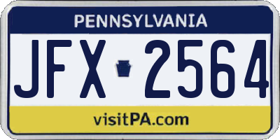 PA license plate JFX2564
