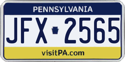PA license plate JFX2565