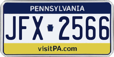 PA license plate JFX2566