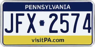 PA license plate JFX2574