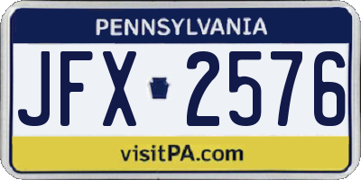PA license plate JFX2576