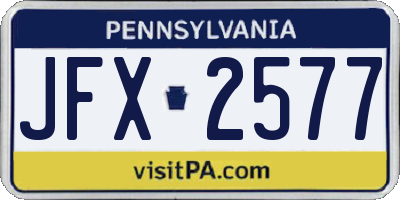 PA license plate JFX2577