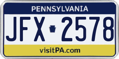 PA license plate JFX2578