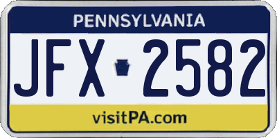 PA license plate JFX2582