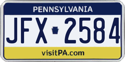 PA license plate JFX2584