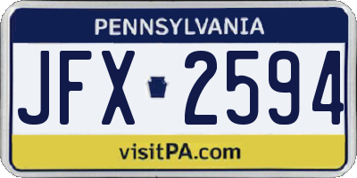 PA license plate JFX2594