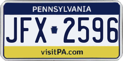 PA license plate JFX2596