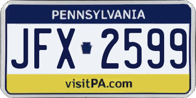 PA license plate JFX2599